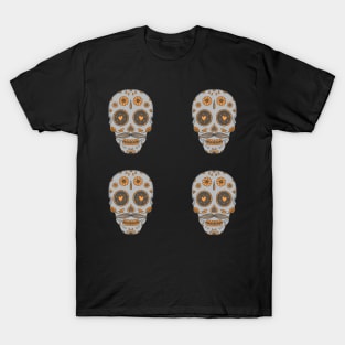 Grey and Orange Day of the Dead Candy Skulls T-Shirt